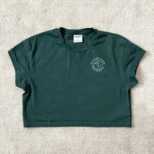 GYMSHARK Crop Top Shirt Short Sleeve Hunter Green Athleisure Work Out Sz S Small